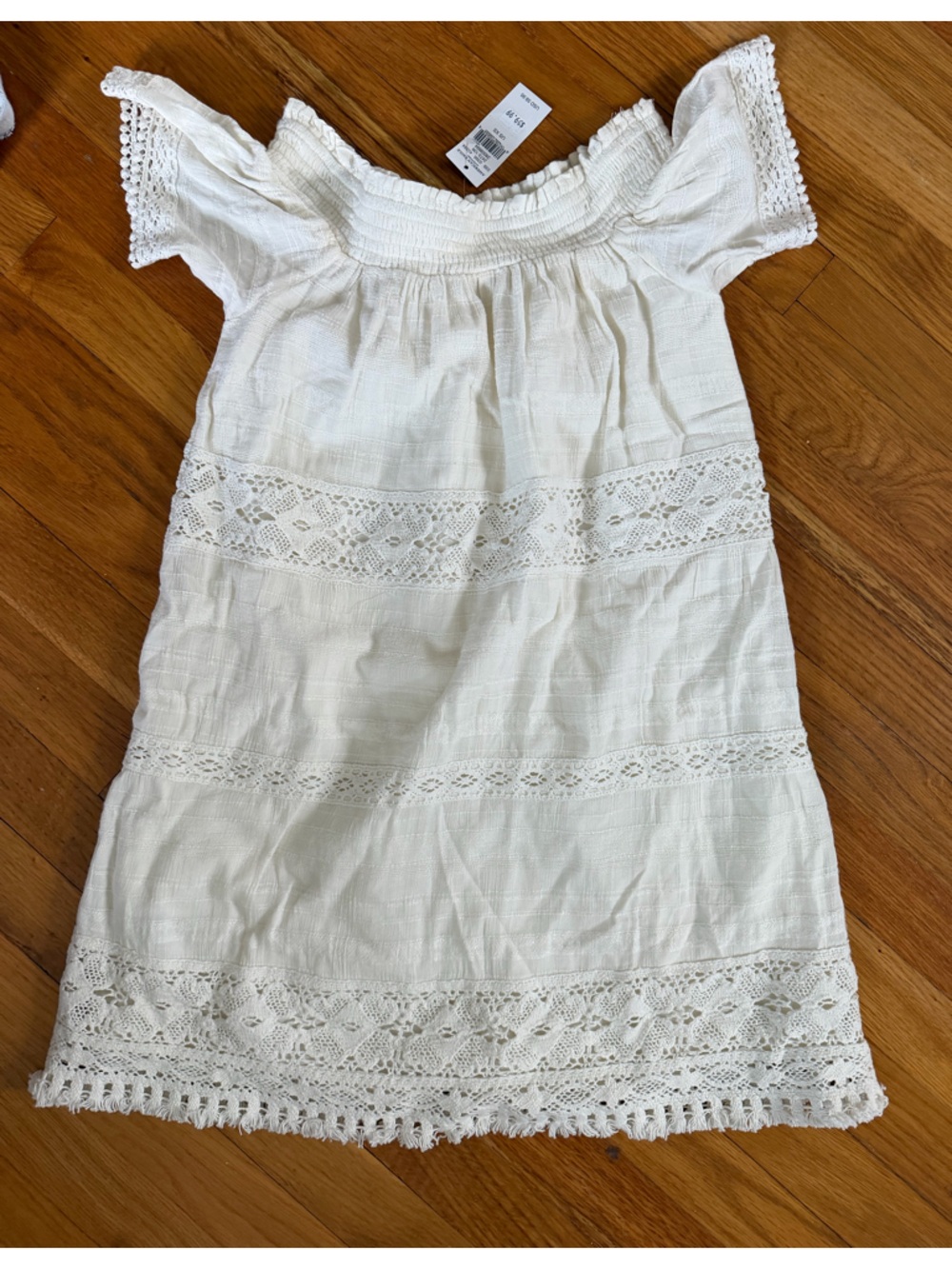 American Eagle Outfitters White Eyelet Lace Off-Shoulder Dress